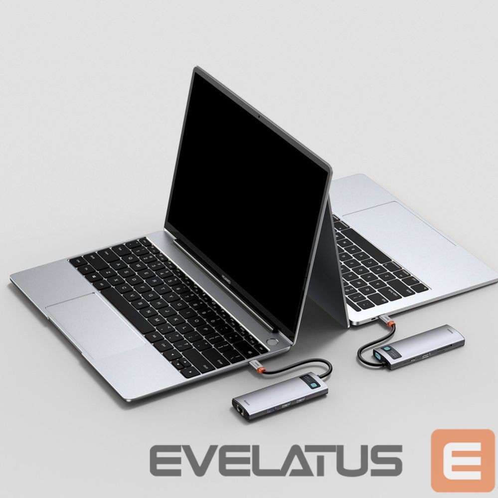 Adapteris Baseus Baseus Metal Gleam 8in1 USB-C - USB-C PD 100W HUB 1x HDMI 4K 30Hz 1x SD and microSD card reader 3x USB-A 3.2 1xRJ45 - gray