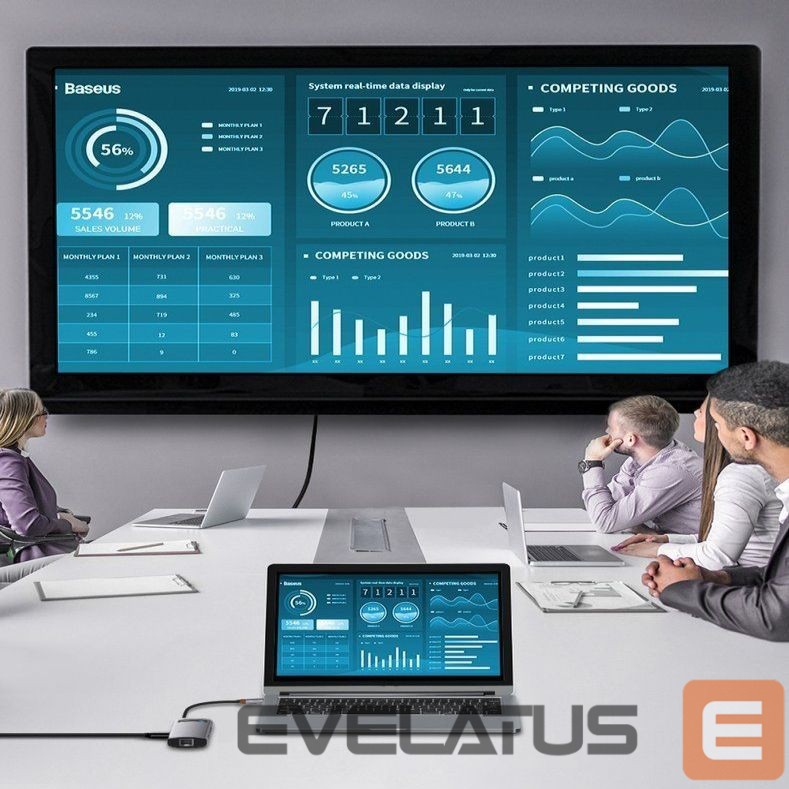 Adapteris Baseus Baseus Metal Gleam 8in1 USB-C - USB-C PD 100W HUB 1x HDMI 4K 30Hz 1x SD and microSD card reader 3x USB-A 3.2 1xRJ45 - gray