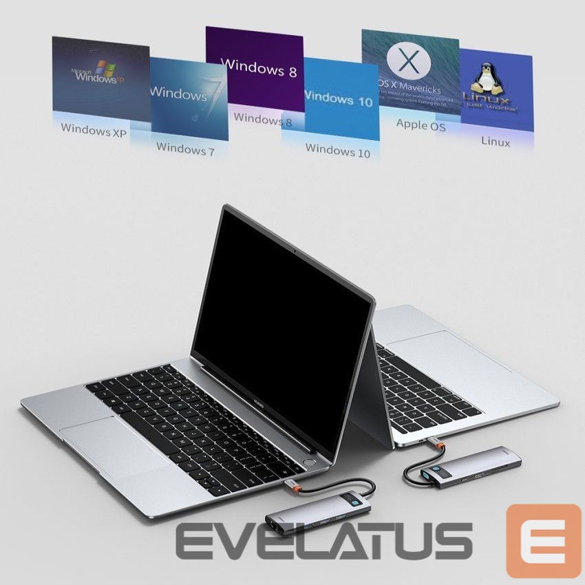 Adapteris Baseus Baseus Metal Gleam 8in1 USB-C - USB-C PD 100W HUB 1x HDMI 4K 30Hz 1x SD and microSD card reader 3x USB-A 3.2 1xRJ45 - gray