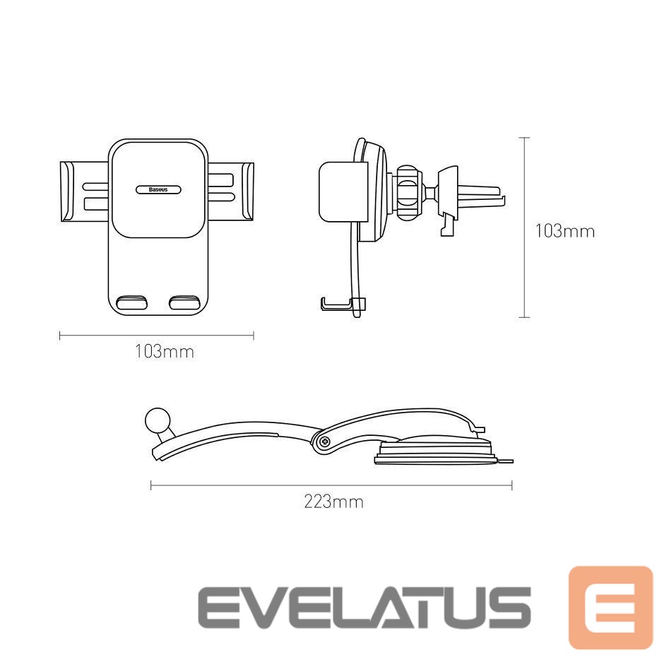 Auto holder Baseus Baseus 2in1 car holder for cockpit and ventilation grille black (SUYK000001)