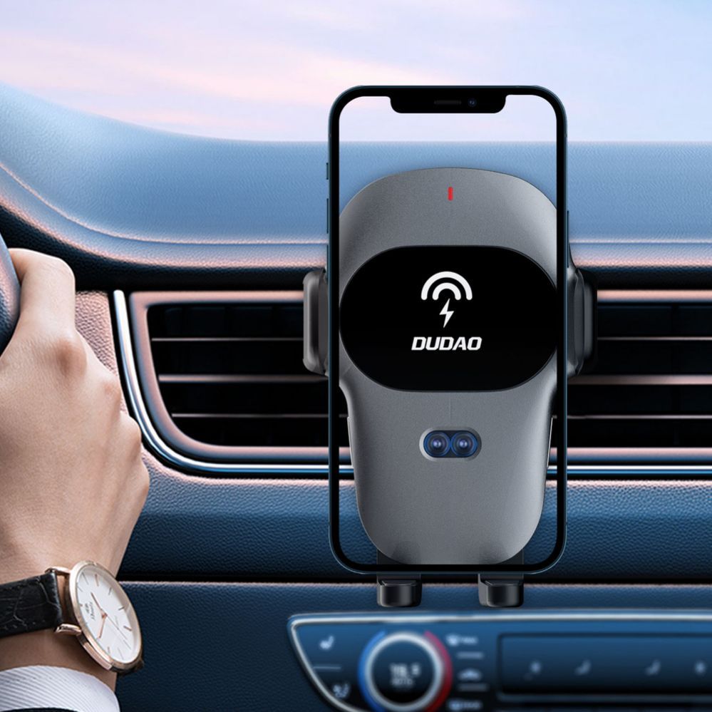 Auto holder Dudao Dudao Automatic Car Holder with Built-in Qi 15W Wireless Charger Gray (F20xs)