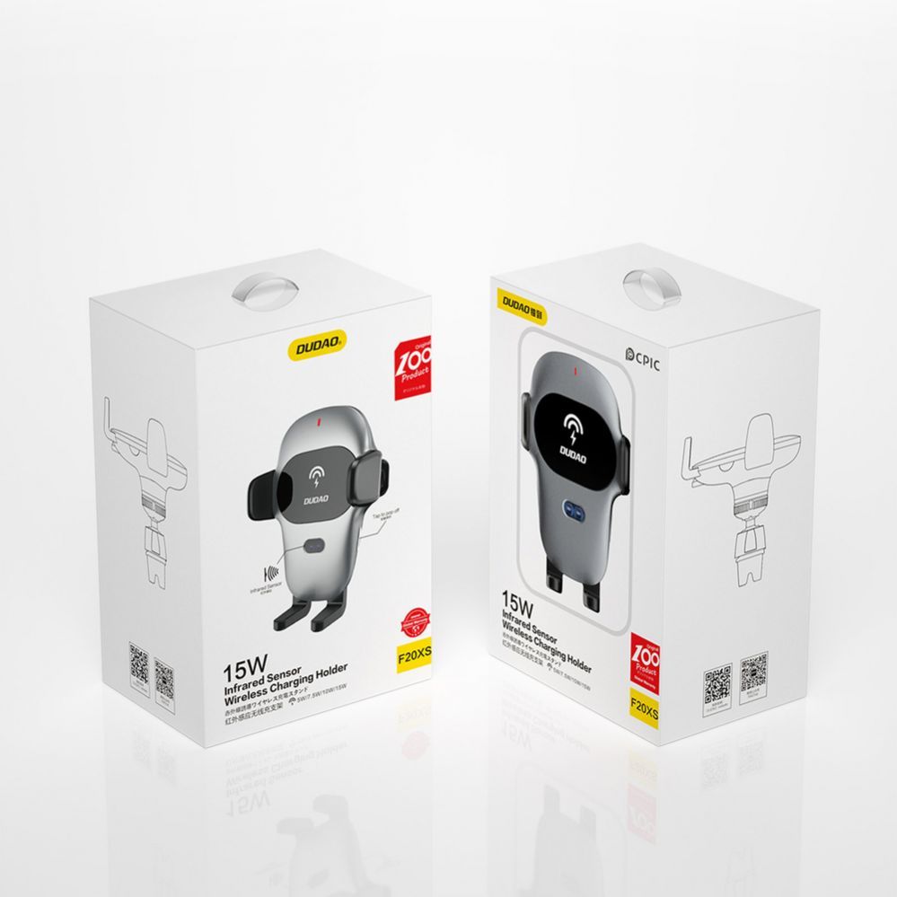 Auto holder Dudao Dudao Automatic Car Holder with Built-in Qi 15W Wireless Charger Gray (F20xs)