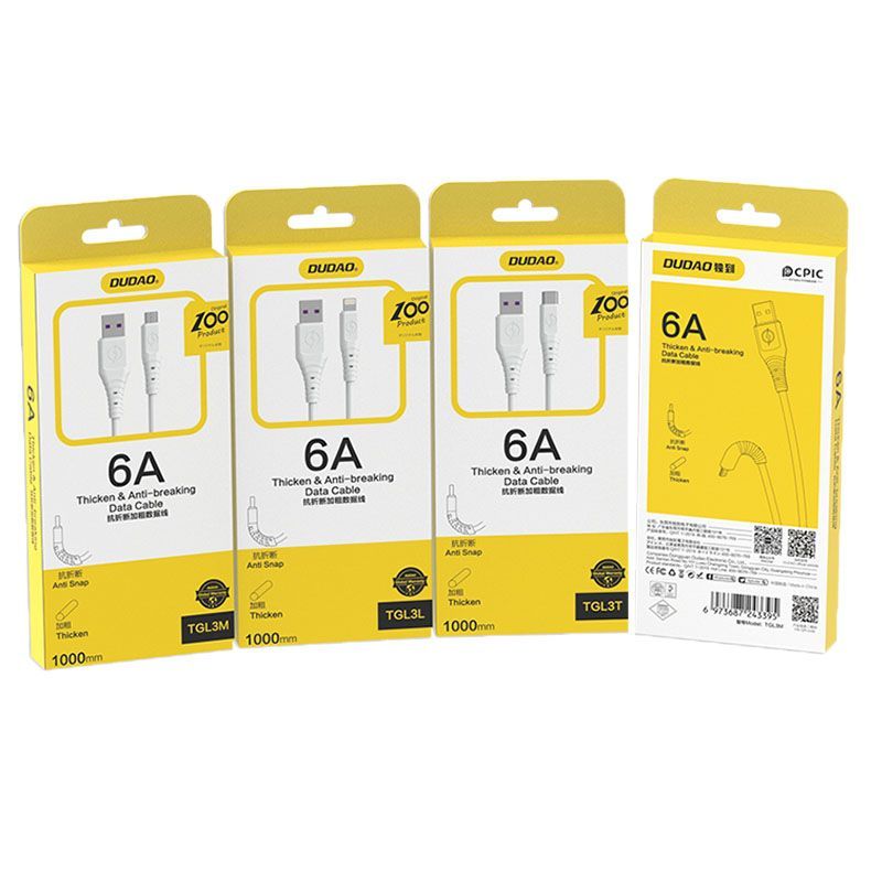 Cable Dudao Dudao cable USB - USB Type C 6A cable 1 m white (TGL3T)