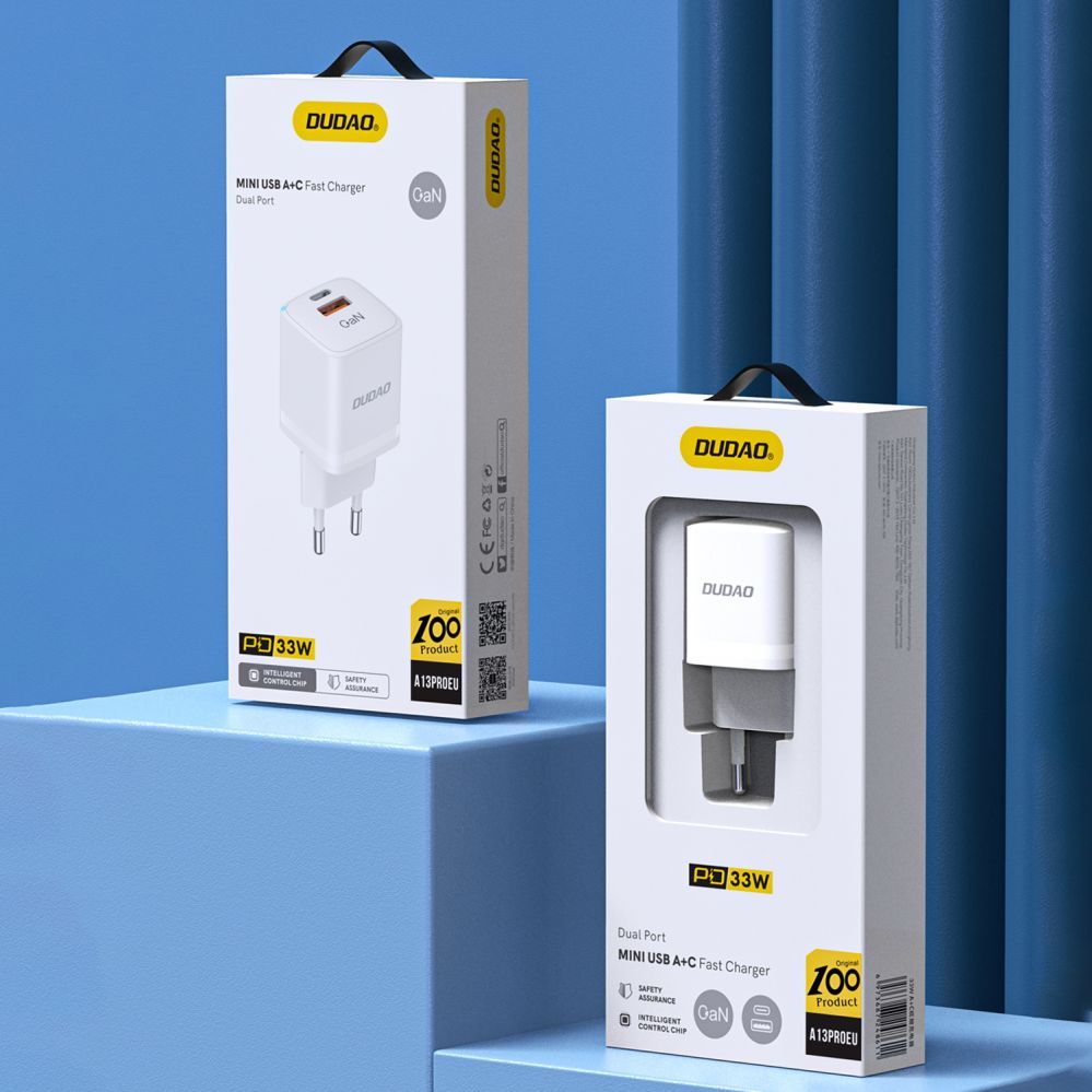 Adaptrid Dudao Wall charger GaN 33W PPS USB C/USB Dudao A13Pro - white