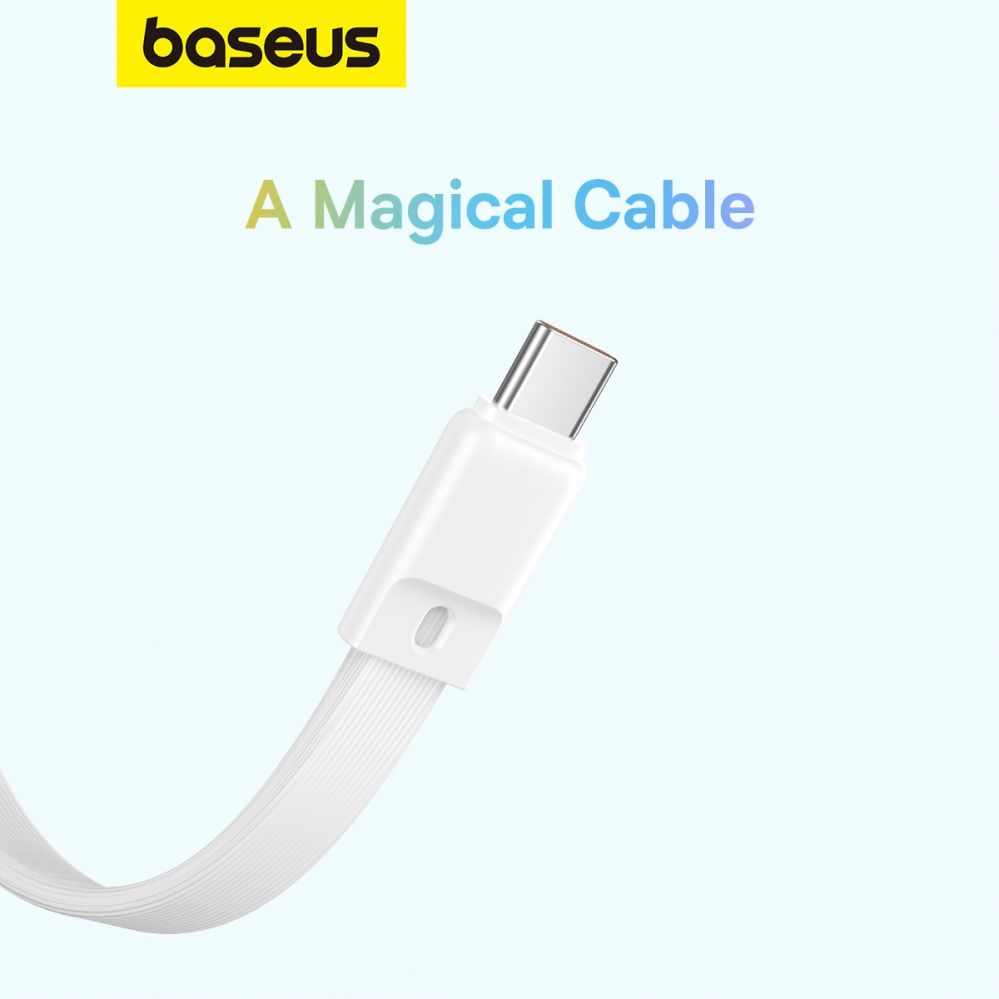 Väline aku Baseus Baseus Magnetic Mini MagSafe 10000mAh 30W powerbank with built-in USB-C cable - white + Baseus Simple Series USB-C - USB-C 60W 0.3m cable