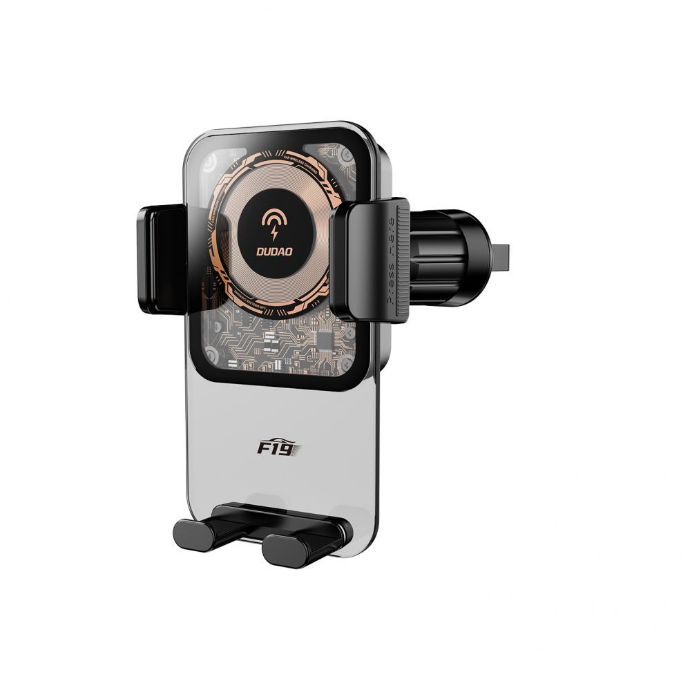 Auto turētājs Dudao Dudao F19 clamp car holder with 15W inductive charger - black