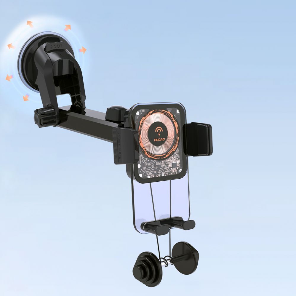 Auto turētājs Dudao Dudao F19 clamp car holder with 15W inductive charger - black