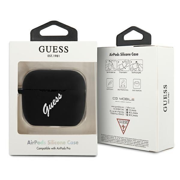 Back panel cover Guess Guess GUACAPLSVSBW AirPods Pro cover black/white Silicone Vintage