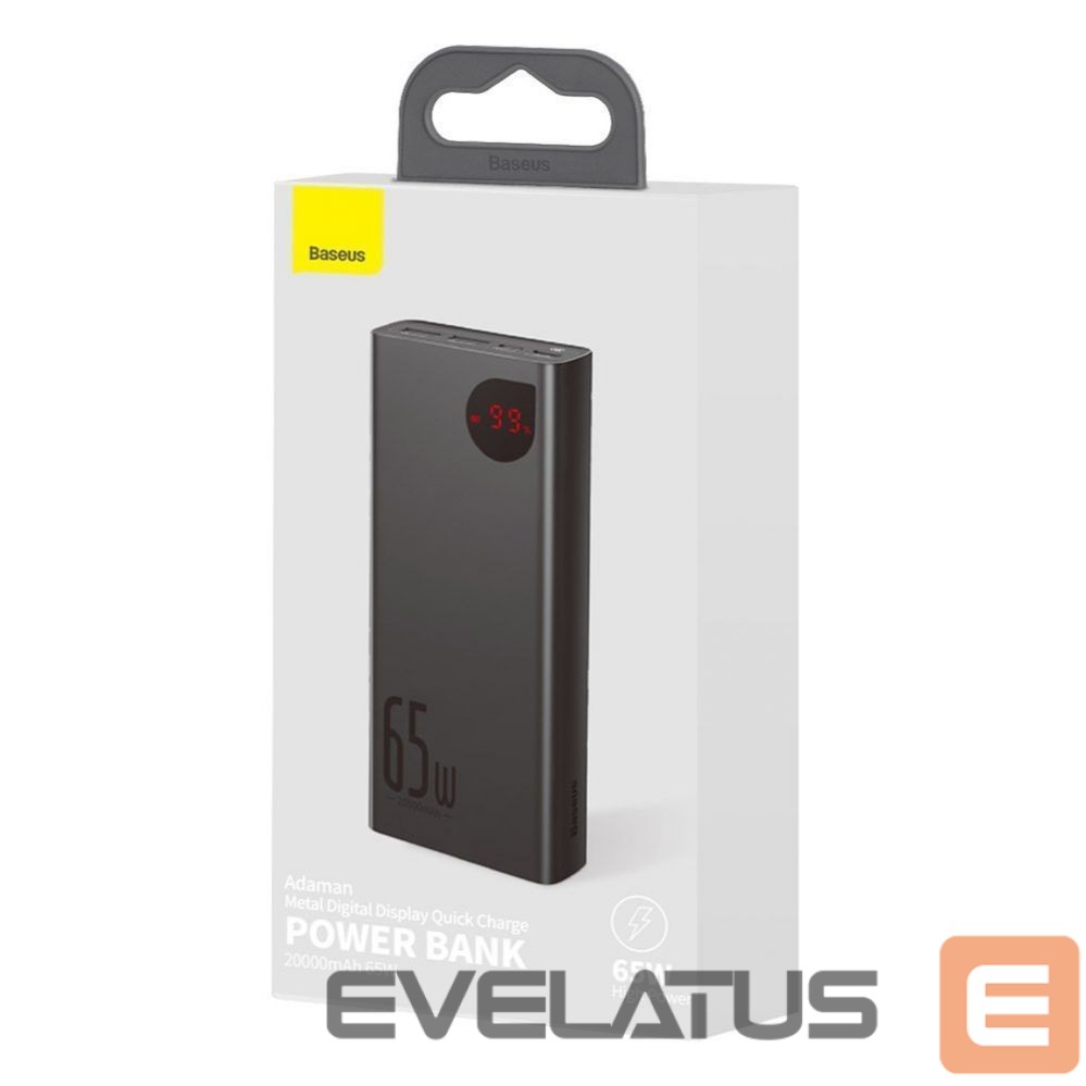 Väline aku Baseus Baseus Adaman powerbank 2x USB / 1x USB Type C / 1x micro USB 20000mAh 65W Quick Charge 3.0 Power Delivery black (PPIMDA-D01)