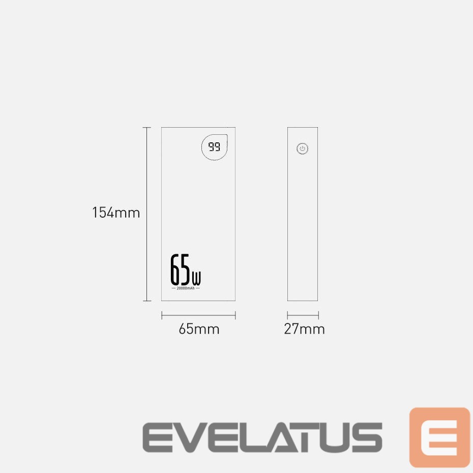 Väline aku Baseus Baseus Adaman powerbank 2x USB / 1x USB Type C / 1x micro USB 20000mAh 65W Quick Charge 3.0 Power Delivery black (PPIMDA-D01)