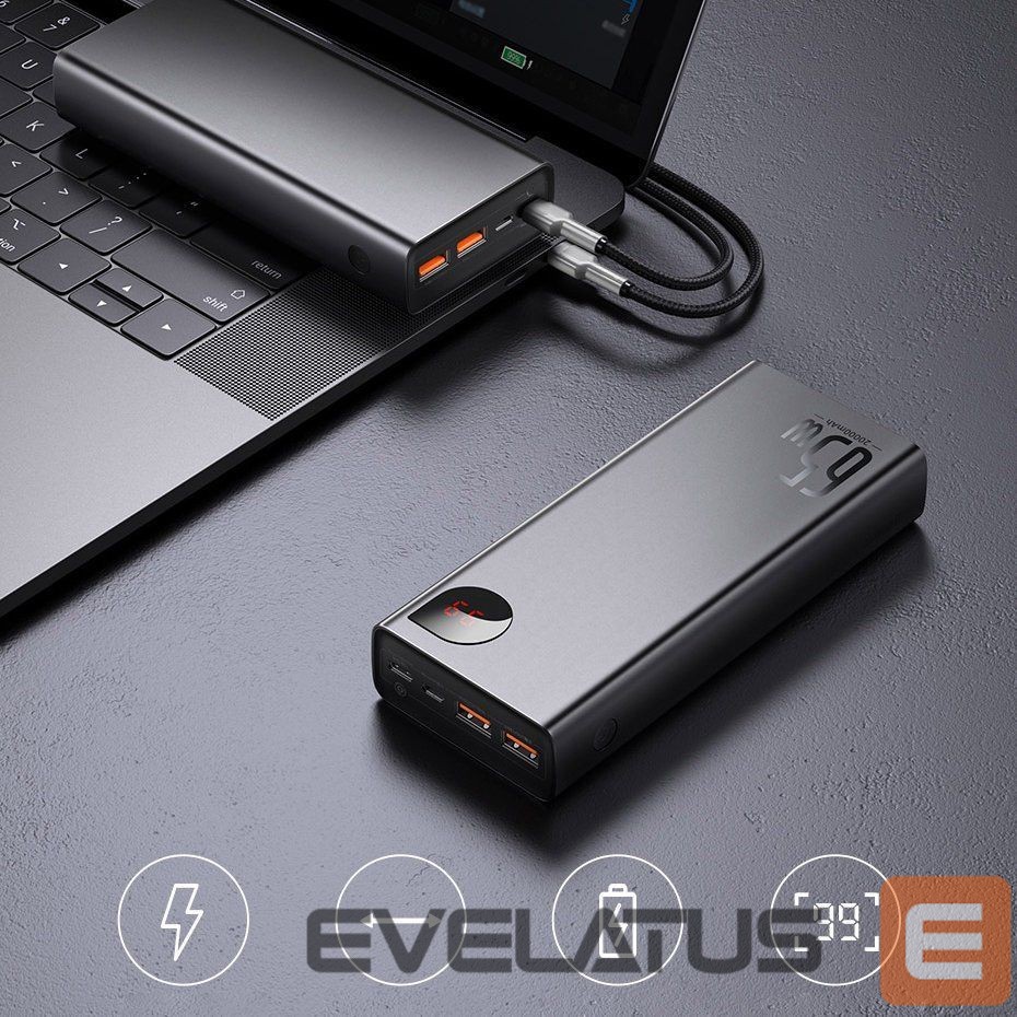 Väline aku Baseus Baseus Adaman powerbank 2x USB / 1x USB Type C / 1x micro USB 20000mAh 65W Quick Charge 3.0 Power Delivery black (PPIMDA-D01)