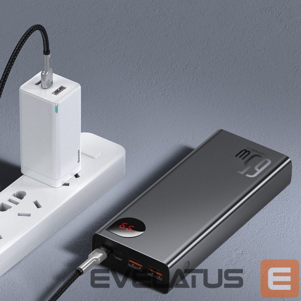 Väline aku Baseus Baseus Adaman powerbank 2x USB / 1x USB Type C / 1x micro USB 20000mAh 65W Quick Charge 3.0 Power Delivery black (PPIMDA-D01)