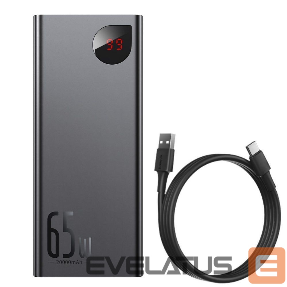 Väline aku Baseus Baseus Adaman powerbank 2x USB / 1x USB Type C / 1x micro USB 20000mAh 65W Quick Charge 3.0 Power Delivery black (PPIMDA-D01)