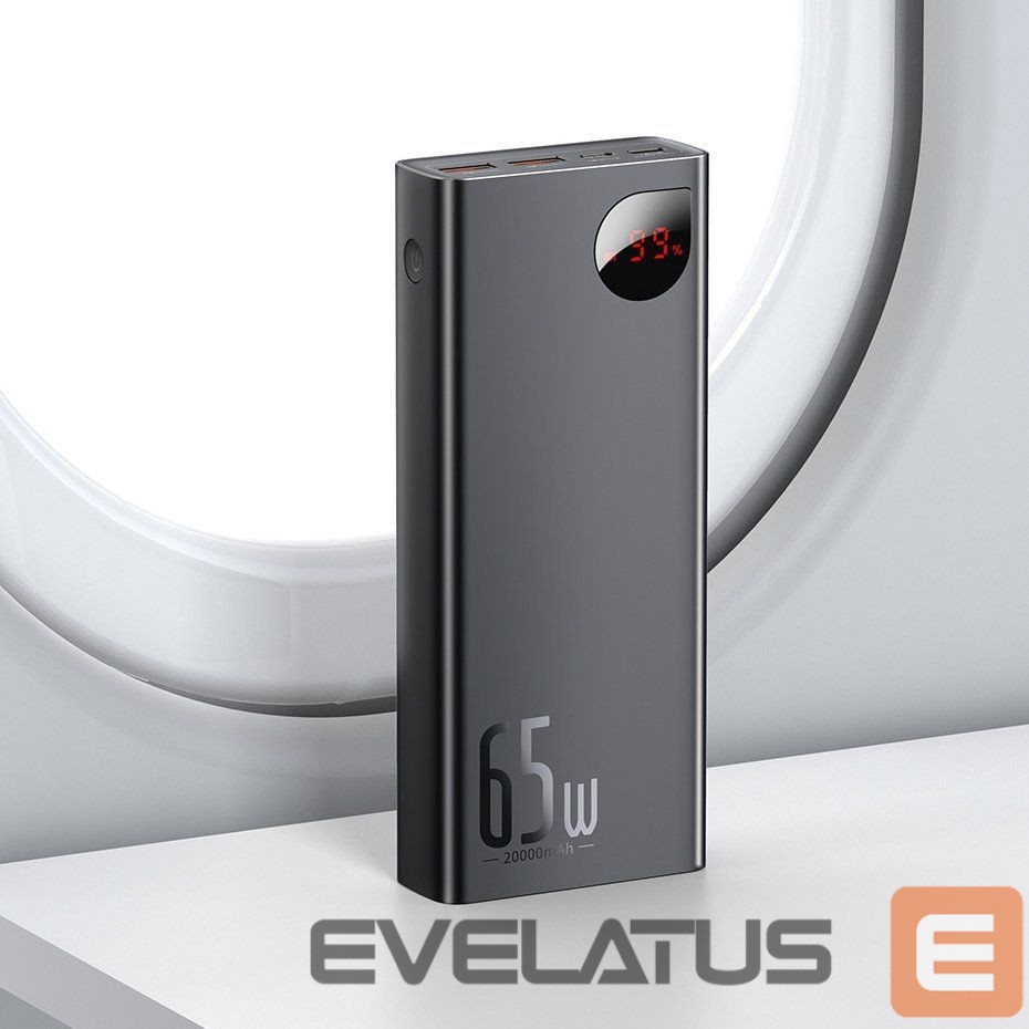 Väline aku Baseus Baseus Adaman powerbank 2x USB / 1x USB Type C / 1x micro USB 20000mAh 65W Quick Charge 3.0 Power Delivery black (PPIMDA-D01)