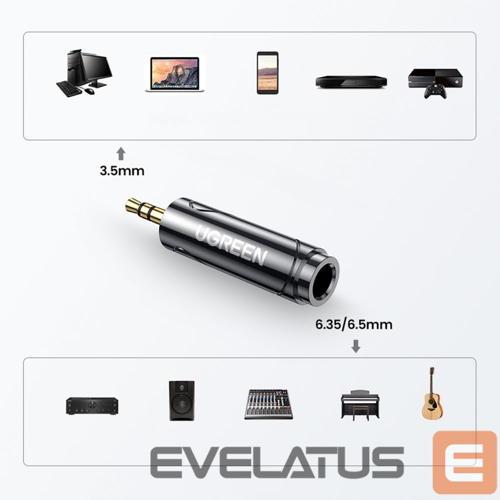 Üleminek Ugreen Ugreen adapter 3.5mm audio adapter (male) to 6.35mm mini jack (female) gray (AV168) Grey