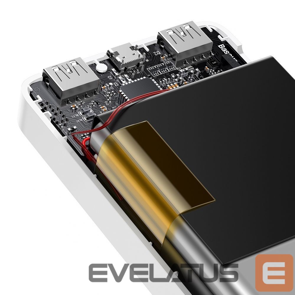 Väline aku Baseus Baseus Bipow powerbank with display 10000mAh 15W white (Overseas Edition) + USB-A - Micro USB cable 0.25m white (PPBD050002)