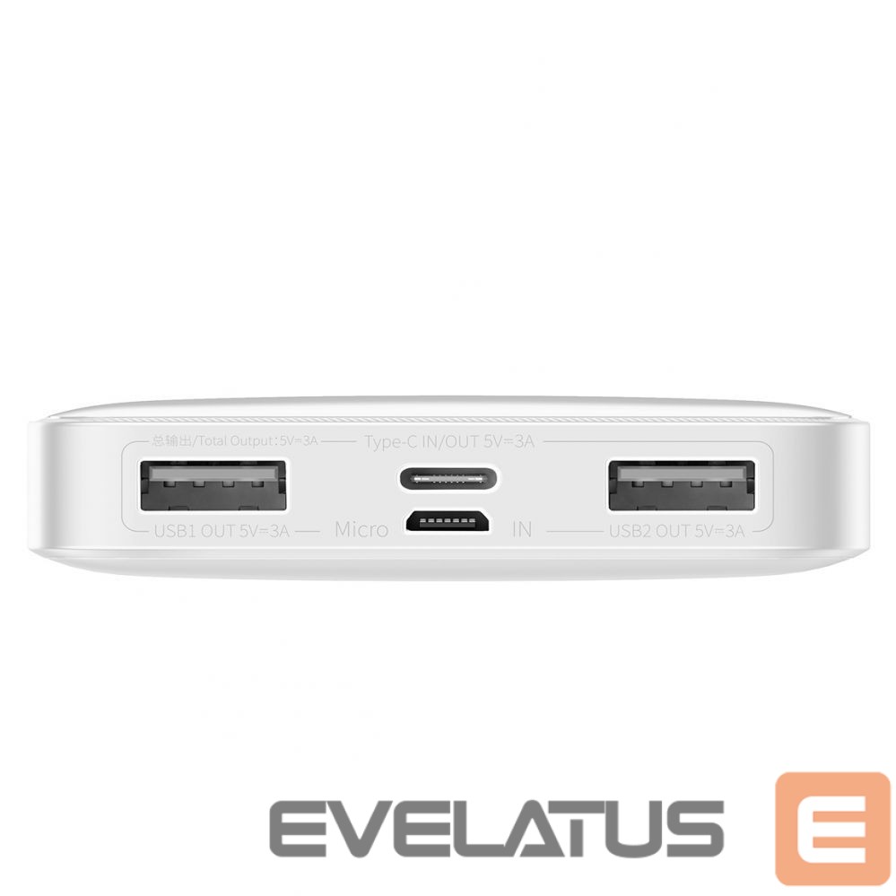 Väline aku Baseus Baseus Bipow powerbank with display 10000mAh 15W white (Overseas Edition) + USB-A - Micro USB cable 0.25m white (PPBD050002)
