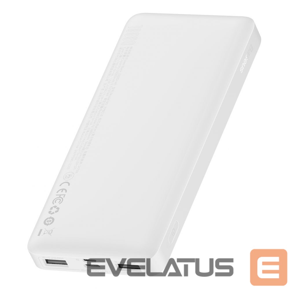 Väline aku Baseus Baseus Bipow powerbank with display 10000mAh 15W white (Overseas Edition) + USB-A - Micro USB cable 0.25m white (PPBD050002)