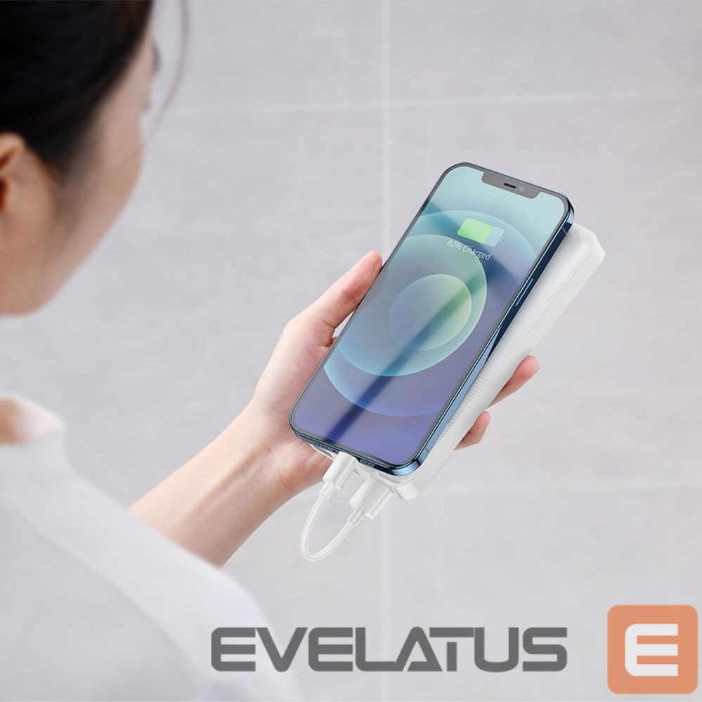 Väline aku Baseus Baseus Bipow powerbank with display 10000mAh 15W white (Overseas Edition) + USB-A - Micro USB cable 0.25m white (PPBD050002)