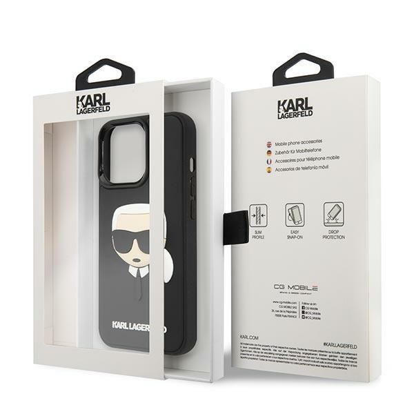 Back panel cover Karl Lagerfeld Karl Lagerfeld KLHCP14LKH3DBK iPhone 14 Pro 6.1 "black / black hardcase 3D Rubber Karl`s Head
