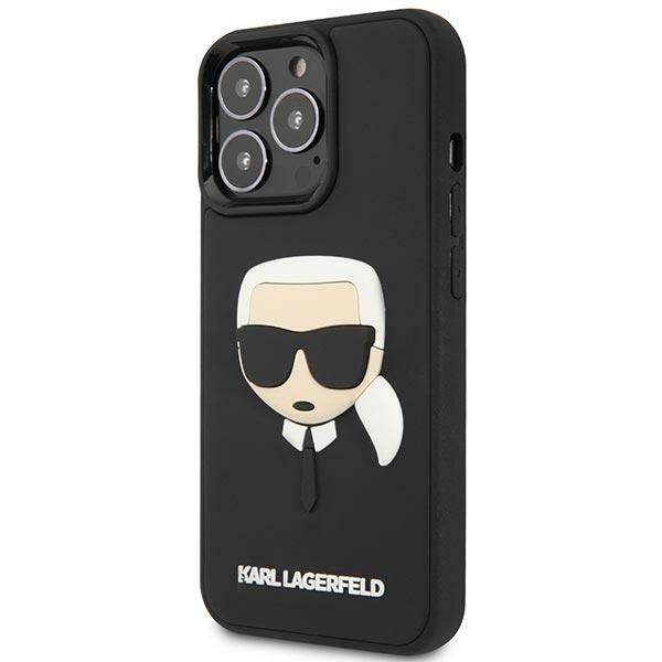 Back panel cover Karl Lagerfeld Karl Lagerfeld KLHCP14LKH3DBK iPhone 14 Pro 6.1 "black / black hardcase 3D Rubber Karl`s Head