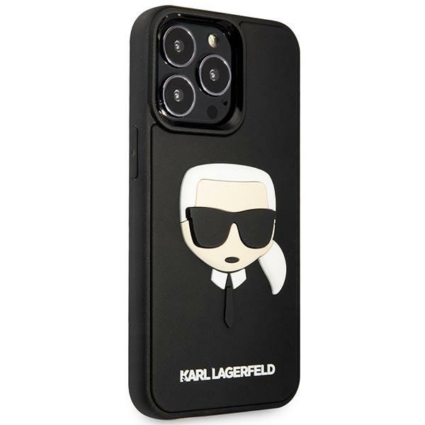 Back panel cover Karl Lagerfeld Karl Lagerfeld KLHCP14LKH3DBK iPhone 14 Pro 6.1 "black / black hardcase 3D Rubber Karl`s Head