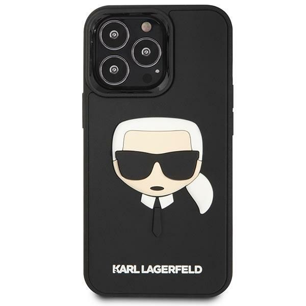 Back panel cover Karl Lagerfeld Karl Lagerfeld KLHCP14LKH3DBK iPhone 14 Pro 6.1 "black / black hardcase 3D Rubber Karl`s Head