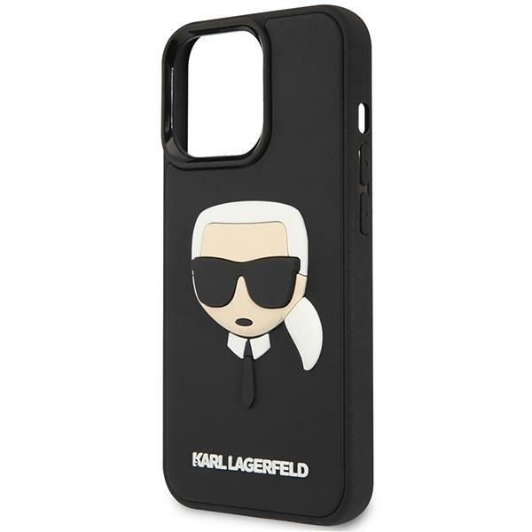 Back panel cover Karl Lagerfeld Karl Lagerfeld KLHCP14LKH3DBK iPhone 14 Pro 6.1 "black / black hardcase 3D Rubber Karl`s Head