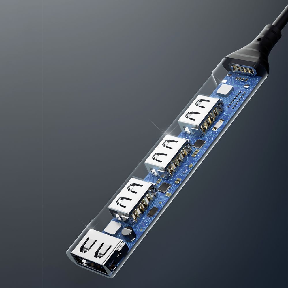 Kaabel Dudao Dudao HUB 4in1 USB-C - 4x USB-A (3 x USB2.0 / USB3.0) 6.3cm black (A16T)