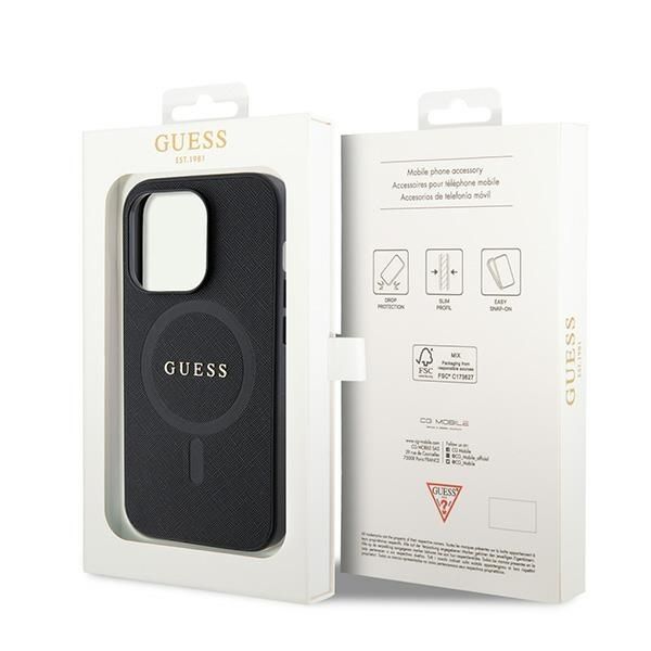 Tagakaaned Guess Guess GUHMP15LPSAHMCK iPhone 15 Pro 6.1" black/black hardcase Saffiano MagSafe