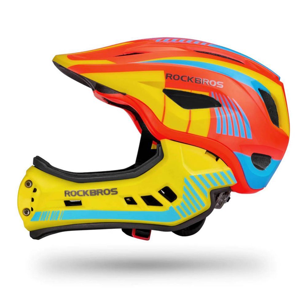 Jalgratta tarvik Rockbros Rockbros TT-32SOYB-M children's bicycle helmet with detachable chinbar, size M - yellow-orange
