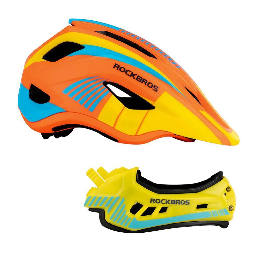 Jalgratta tarvik Rockbros Rockbros TT-32SOYB-M children's bicycle helmet with detachable chinbar, size M - yellow-orange