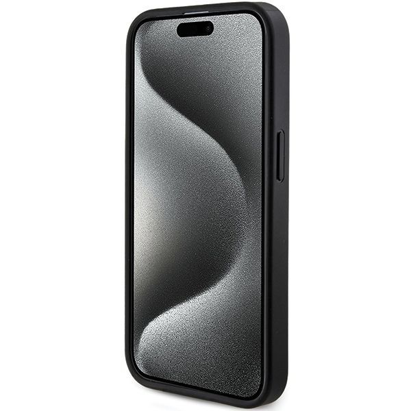 Back panel cover Guess Guess 4G Collection Leather Metal Logo MagSafe Case for iPhone 15 Pro - Black