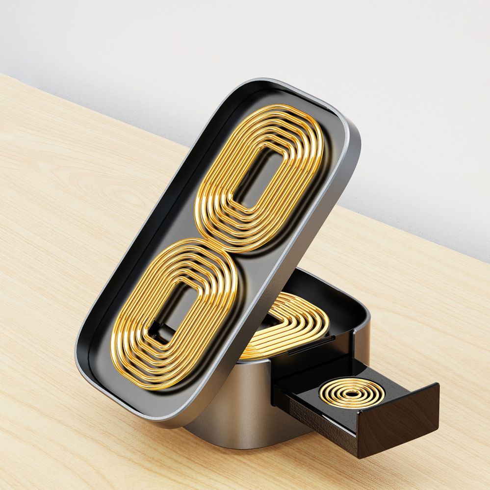 Adapteris Dudao Dudao A11Pro+ 15W 3in1 Inductive Charger for Phone/Smartwatch/Headphones - Black