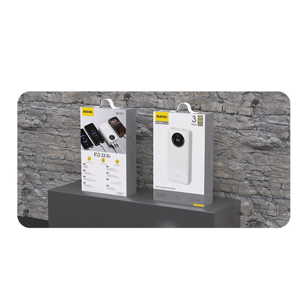 Väline aku Dudao Powerbank Dudao K12Pro 22.5W PD 20000mAh USB-A, USB-C - white