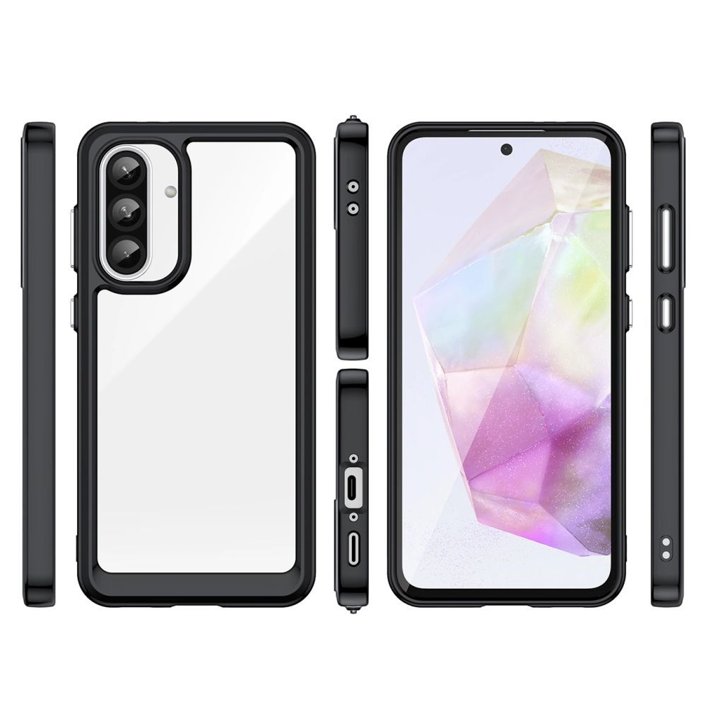 Back panel cover Hurtel Outer Space Case for Samsung Galaxy A56 Cover with Flexible Frame - Black