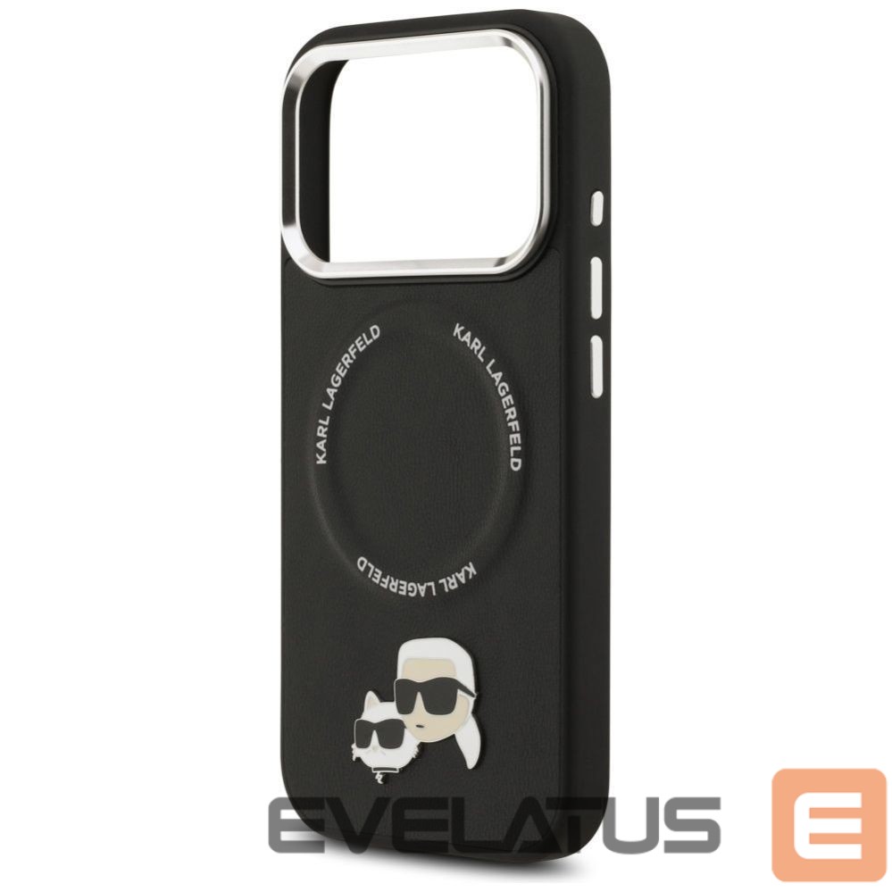 Back panel cover Karl Lagerfeld KARL LAGERFELD case for IPHONE 17 Pro Max compatible with MagSafe KLHMP17XPSMLRKCK (PU K&C Pins) black