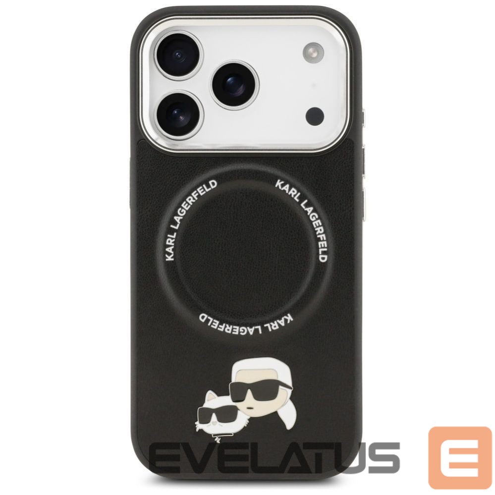 Back panel cover Karl Lagerfeld KARL LAGERFELD case for IPHONE 17 Pro Max compatible with MagSafe KLHMP17XPSMLRKCK (PU K&C Pins) black