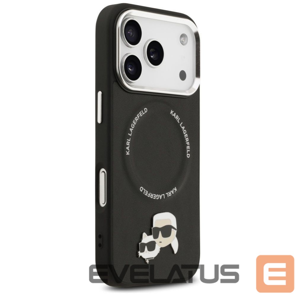 Back panel cover Karl Lagerfeld KARL LAGERFELD case for IPHONE 17 Pro Max compatible with MagSafe KLHMP17XPSMLRKCK (PU K&C Pins) black