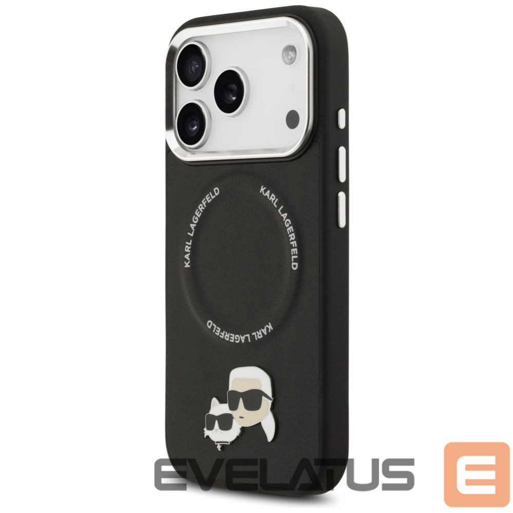 Back panel cover Karl Lagerfeld KARL LAGERFELD case for IPHONE 17 Pro Max compatible with MagSafe KLHMP17XPSMLRKCK (PU K&C Pins) black