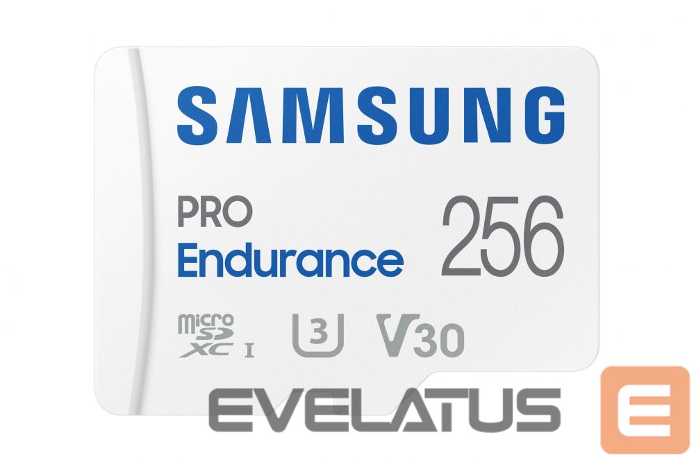 Mälukaardid Samsung PRO Endurance MB-MJ256KA/EU 256 GB, MicroSD Memory Card, Flash memory class U3, V30, Class 10, SD adapter