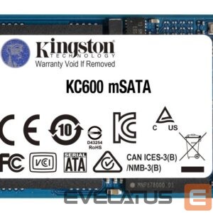 Cietais disks SSD Kingston  KC600 256 GB, SSD interface mSATA, Write speed 500 MB/s, Read speed 550 MB/s 
