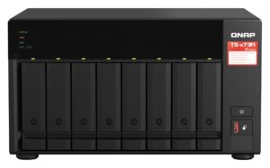 Zibatmiņa QNAP  8-Bay QTS and QuTS hero NAS TS-873A-8G Up to 8 HDD/SSD Hot-Swap, Ryzen V1500B Quad-Core, Processor frequency 2.2 GHz, 8 GB, DDR4, 2x2.5GbE, 3xUSB Type-A 3.2 Gen 2, 1xUSB Type-C 3.2 Gen 1, 2xPCIe, 2xM.2 2280 PCIe Gen3 x1 