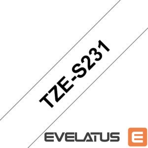 Tarvikud ja tarvikud Brother  TZ-S231 Strong Adhesive Laminated Tape Black on White, TZe, 1.2 cm, 8 m 