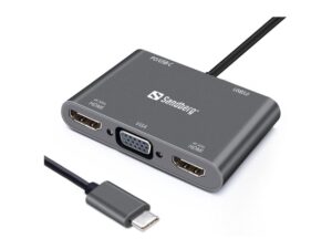 Cita datorprece Sandberg  136-35 USB-C Dock 2xHDMI+1xVGA+USB+PD 