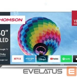 Televiisorid Thomson  TV Set||50"|4K/Smart|QLED|3840x2160|Wireless LAN|Bluetooth|Google TV|Black|50QG4S14 
