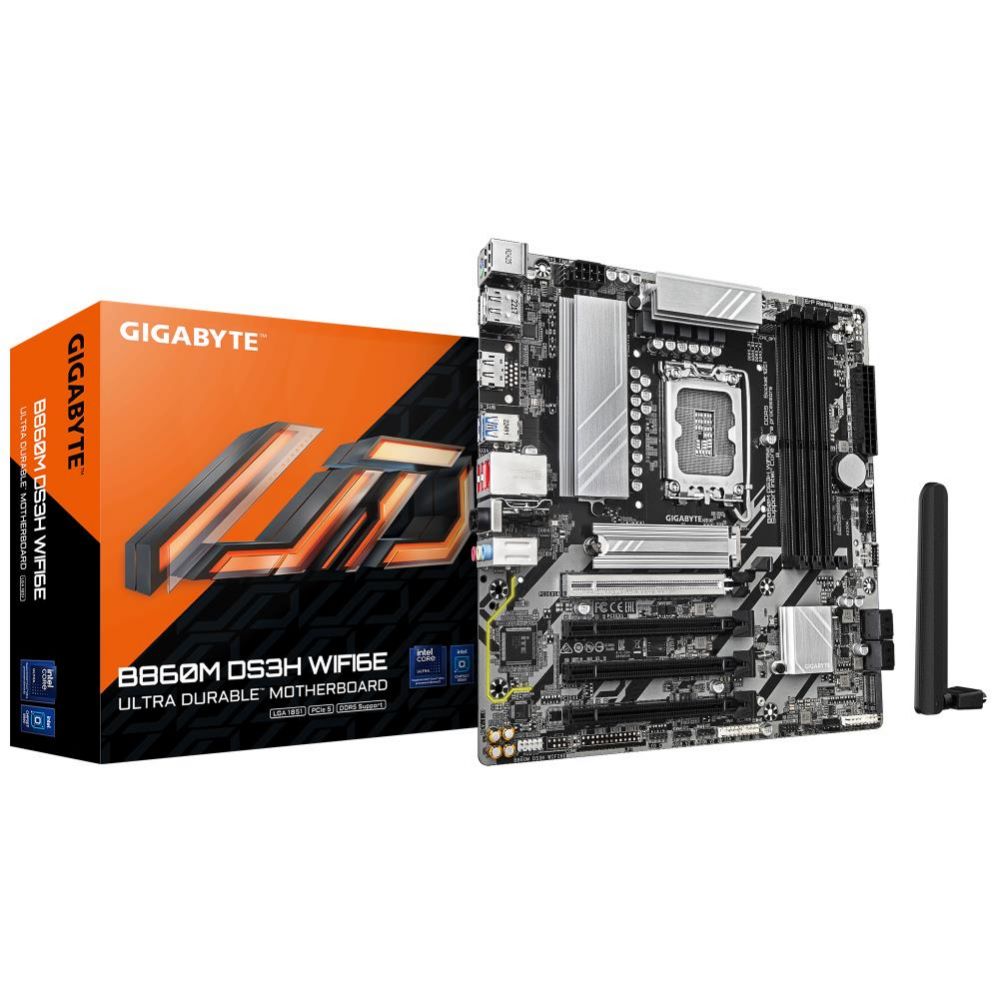 Intel protsessori emaplaat Gigabyte Mainboard||Intel B860 Express|LGA1851|Micro-ATX|Memory DDR5|Memory slots 4|4xPCI-Express 4.0 16x|1xPCI-Express 5.0 16x|2xM.2|1xHDMI|2xDisplayPort|1xAudio-In|1xAudio-Out|1xMicrophone|3xUSB 2.0|1xUSB-C|1xPS/2|1xRJ45|B860MDS3HWIFI6E1.0