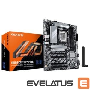 Pamatplate Intel procesorsiem Gigabyte  Mainboard||Intel B860 Express|LGA1851|ATX|Memory DDR5|5xPCI-Express 16x|2xM.2|1xHDMI|1xDisplayPort|1xAudio-In|1xAudio-Out|1xMicrophone|1xUSB 2.0|1xUSB 3.2|1xUSB-C|1xPS/2|1xRJ45|B860DS3HWIFI6E1.0 