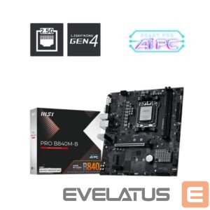AMD procesoriaus pagrindinė plokštė MSI  Mainboard||AMD B840|SAM5|Micro-ATX|Memory DDR5|Memory slots 2|PROB840M-B 