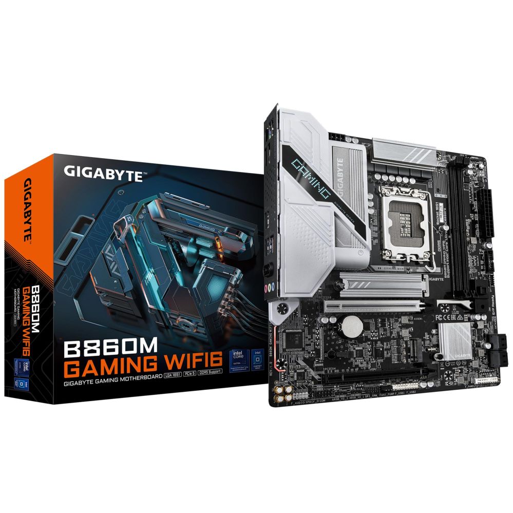 Motherboard for Intel processors Gigabyte Mainboard||Intel B860 Express|LGA1851|Micro-ATX|Memory DDR5|Memory slots 2|B860MGAMINGWIFI6